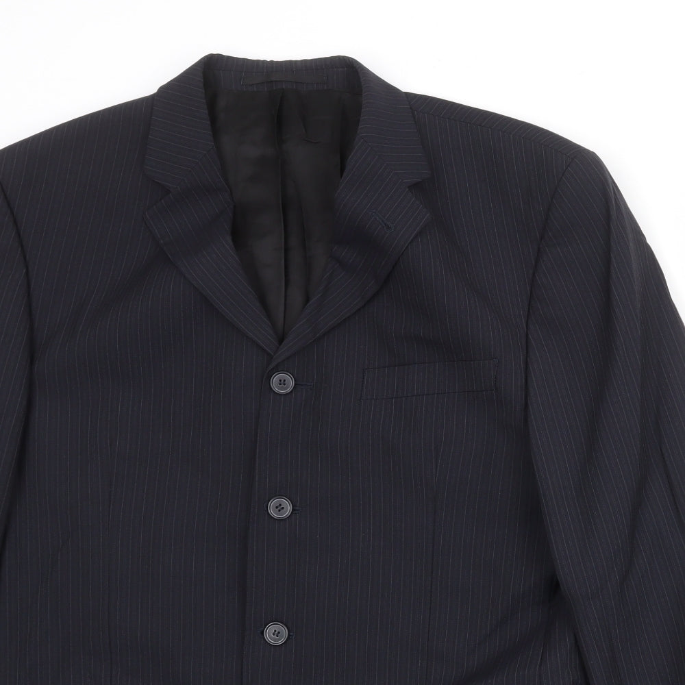 NEXT Mens Black Striped Wool Jacket Suit Jacket Size 42 Regular