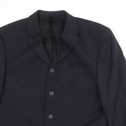 Next Mens Black Striped Wool Jacket Suit Jacket Size 42 Regular