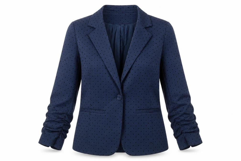 Yest Womens Blue Polka Dot Cotton Jacket Blazer Size 10
