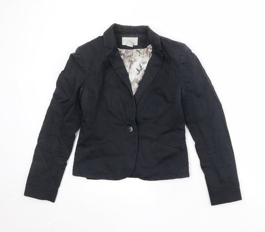 H&M Womens Black Polyester Jacket Blazer Size 14