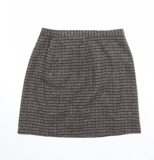 Norton Womens Brown Geometric Polyester A-Line Skirt Size 6 Zip