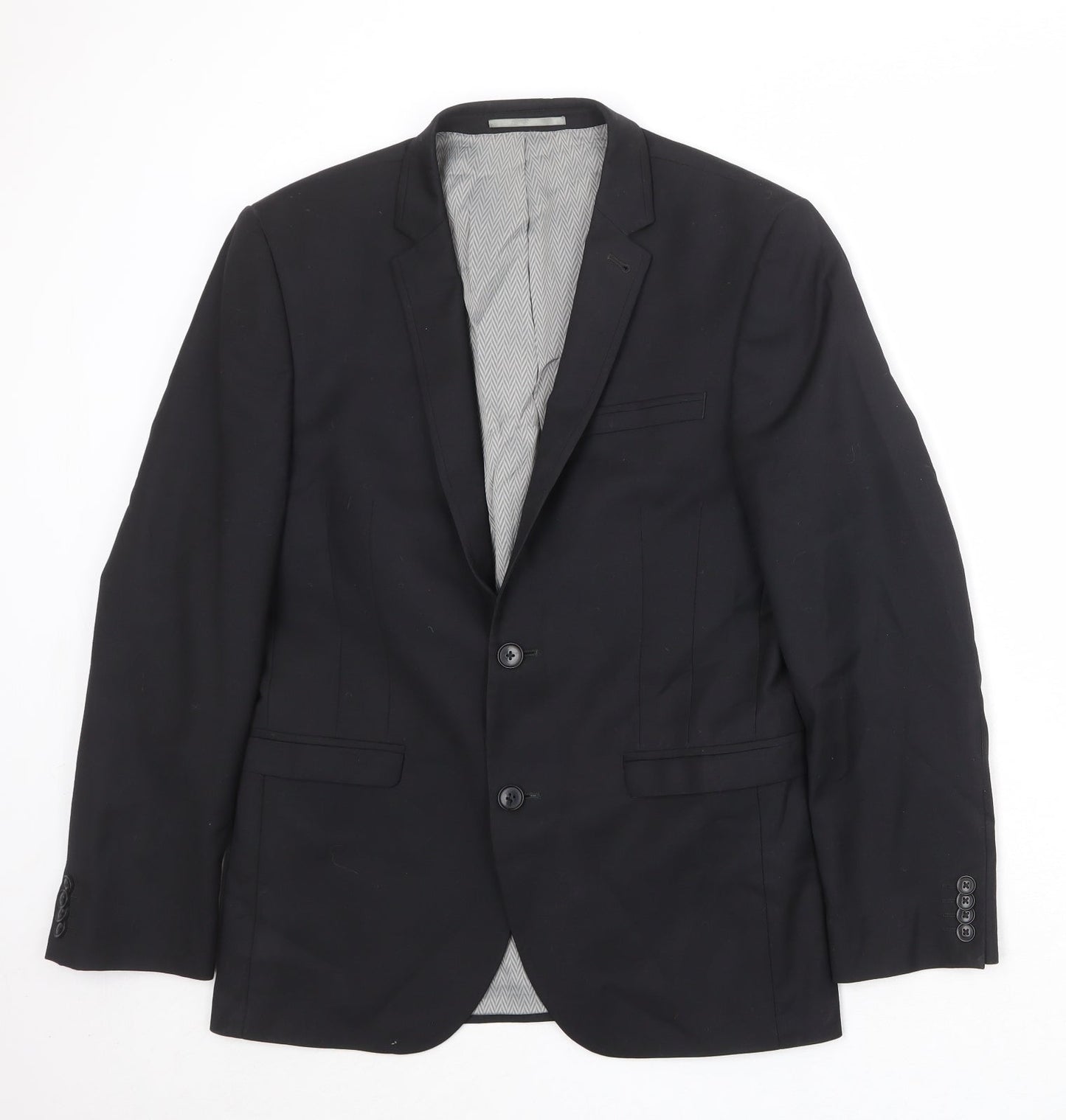 NEXT Mens Black Polyester Jacket Suit Jacket Size 38 Regular
