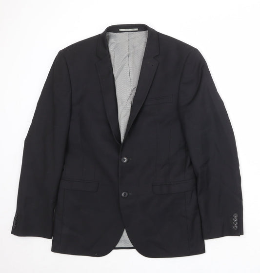NEXT Mens Black Polyester Jacket Suit Jacket Size 38 Regular