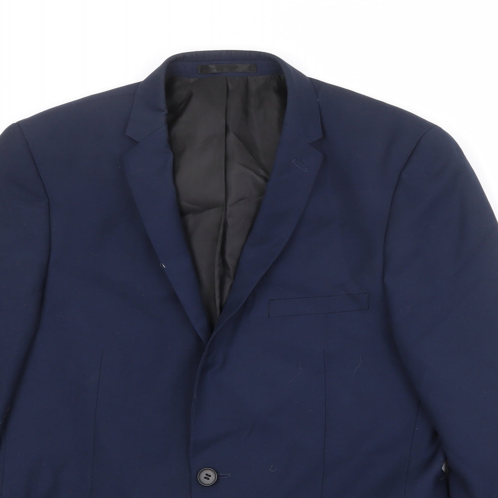 Burton Mens Blue Polyester Jacket Suit Jacket Size 40 Regular
