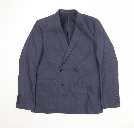 Boohoo Mens Blue Polyester Jacket Suit Jacket Size 42 Regular