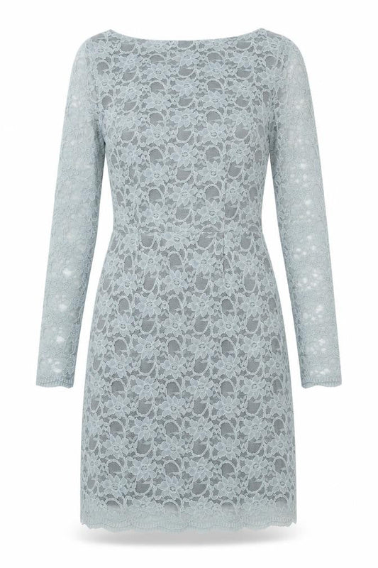 Jones+Jones Womens Blue Floral Polyester A-Line Size 8 Boat Neck Zip