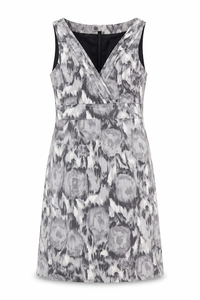H&M Womens Grey Geometric Cotton A-Line Size 10 V-Neck Zip