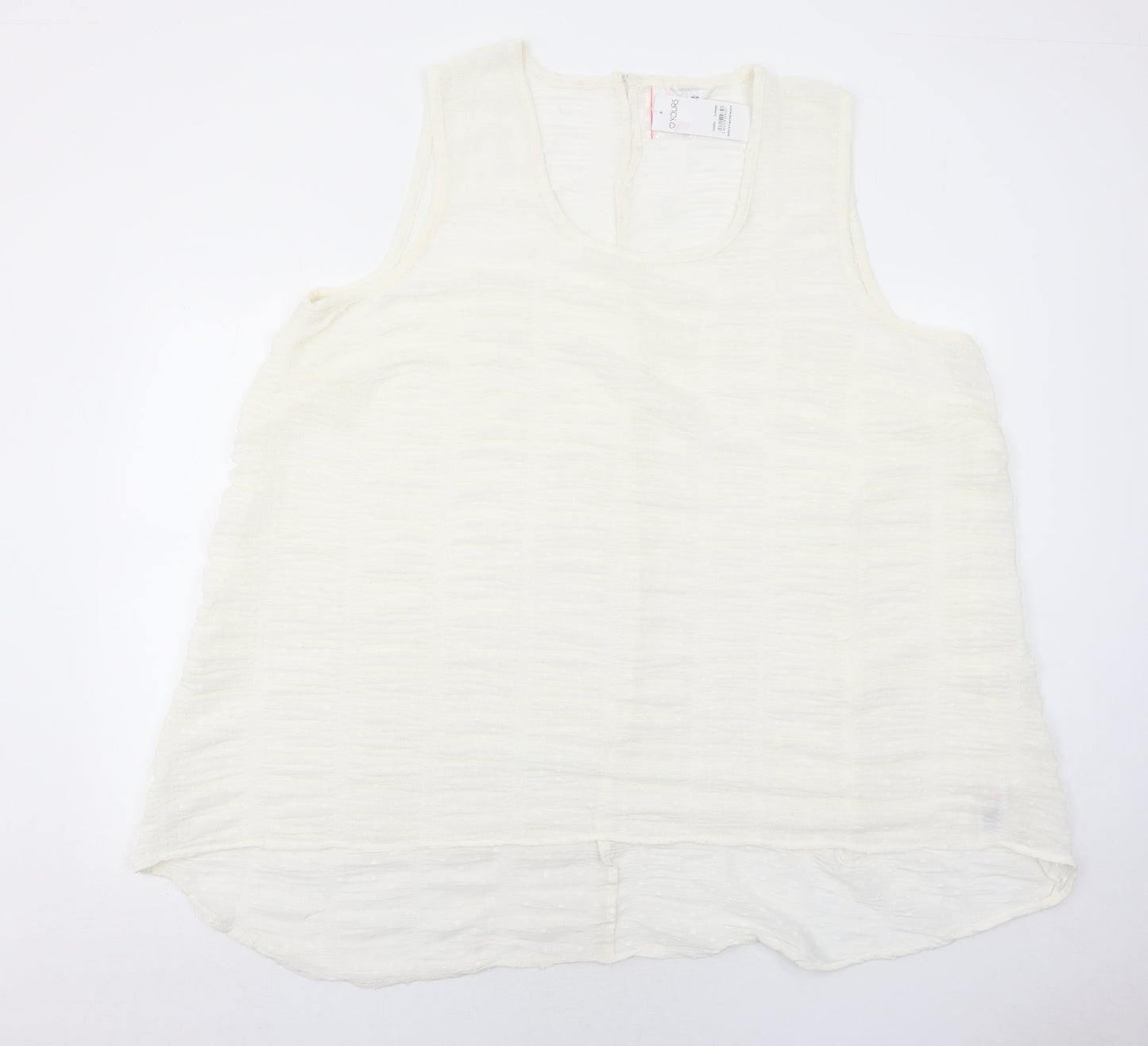 Yours Womens Ivory Polyester Basic Tank Size 22 Round Neck