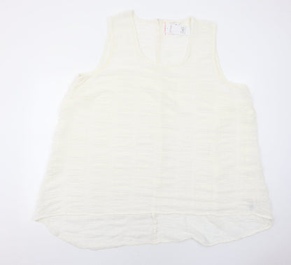 Yours Womens Ivory Polyester Basic Tank Size 22 Round Neck
