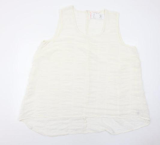 Yours Womens Ivory Polyester Basic Tank Size 22 Round Neck
