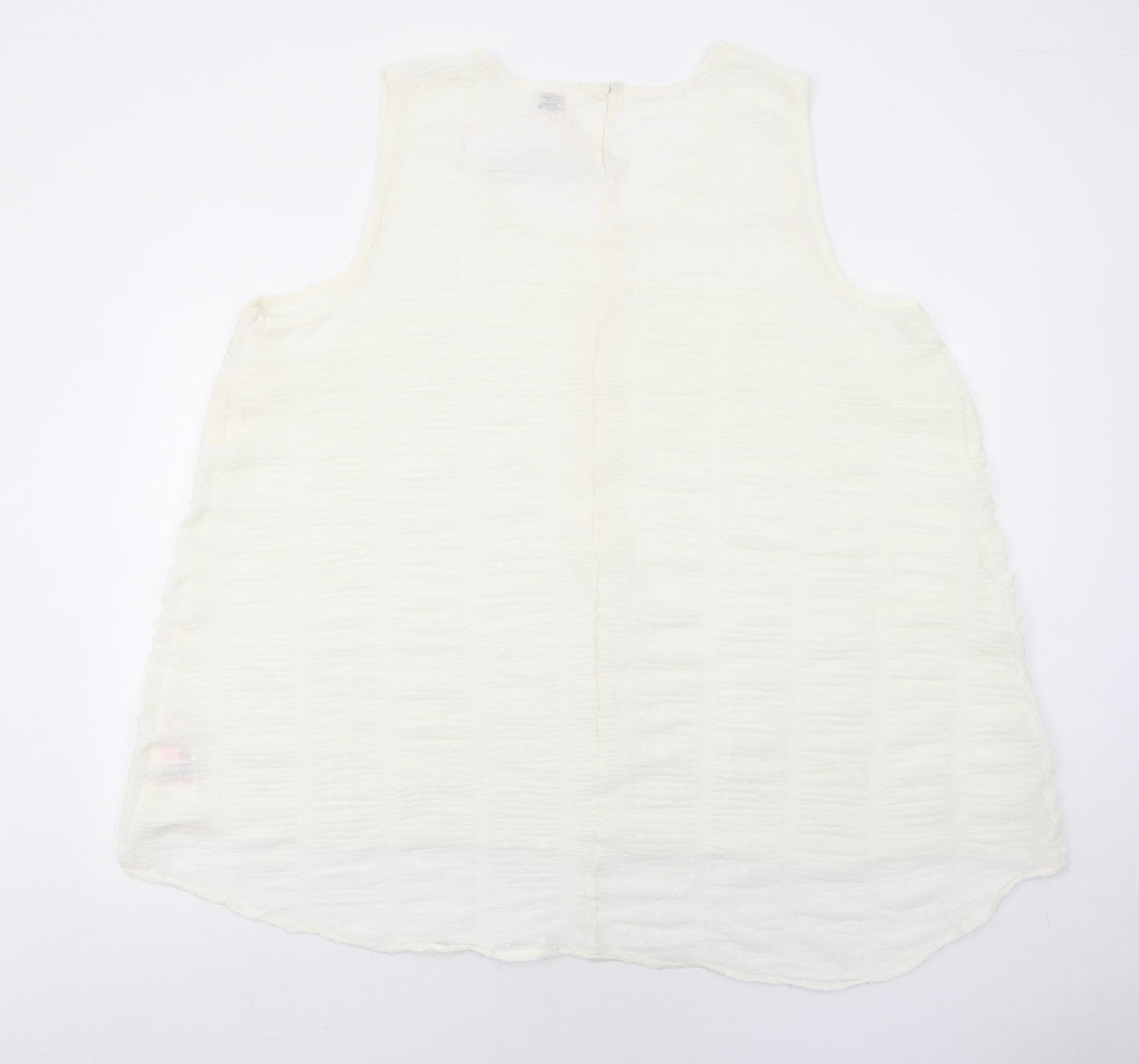 Yours Womens Ivory Polyester Basic Tank Size 22 Round Neck