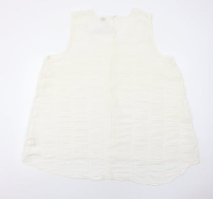 Yours Womens Ivory Polyester Basic Tank Size 22 Round Neck