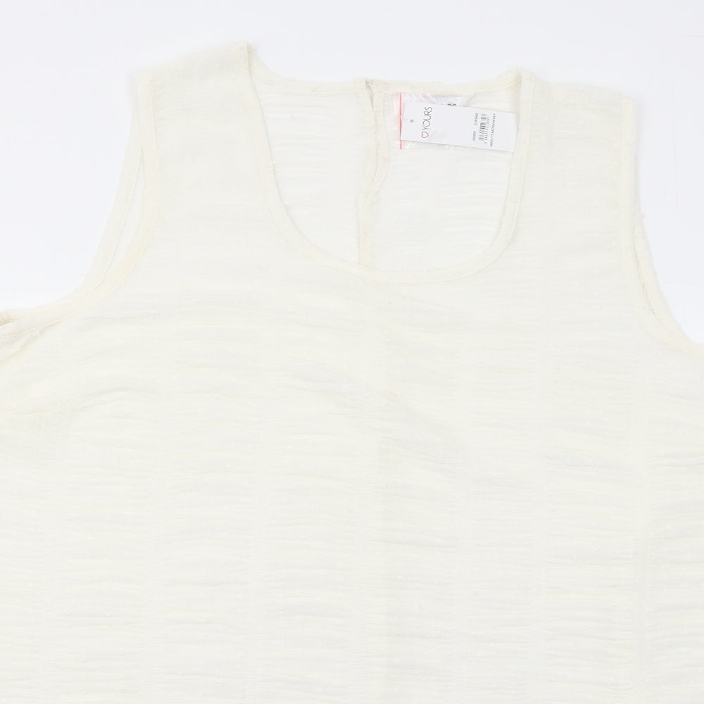 Yours Womens Ivory Polyester Basic Tank Size 22 Round Neck