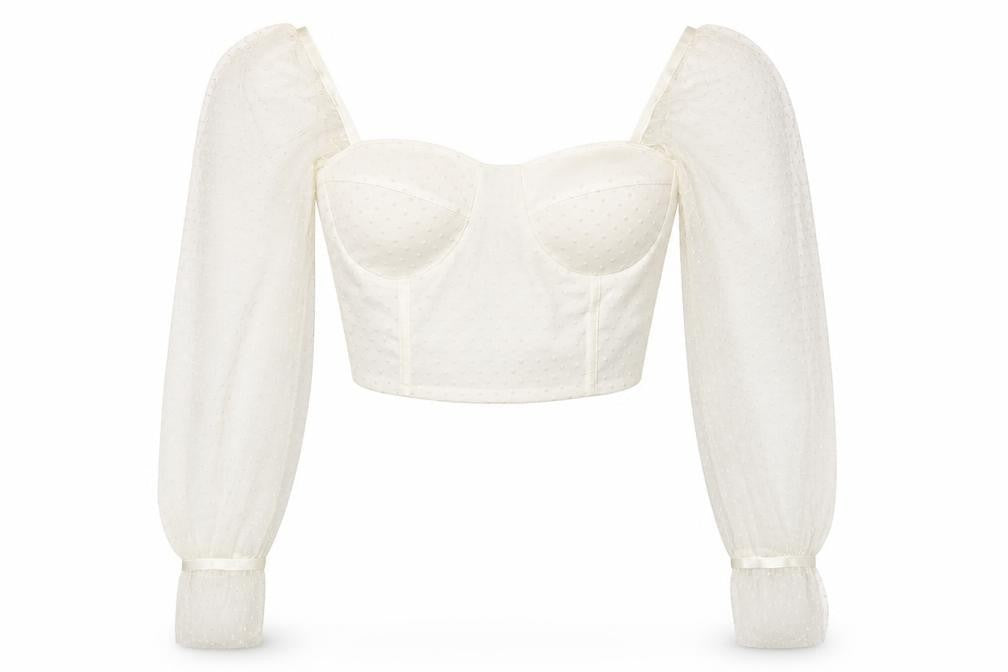 Cameo Rose Womens White Geometric Polyester Basic Blouse Size M Sweetheart - Sheer Sleeves