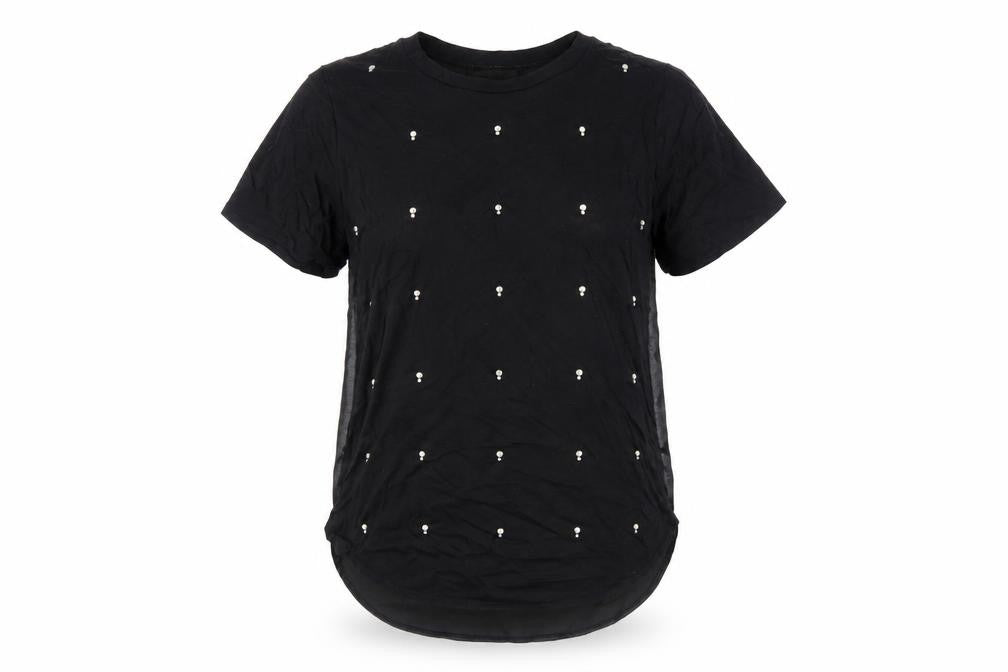 Kersh Womens Black Polyester Basic T-Shirt Size M Round Neck