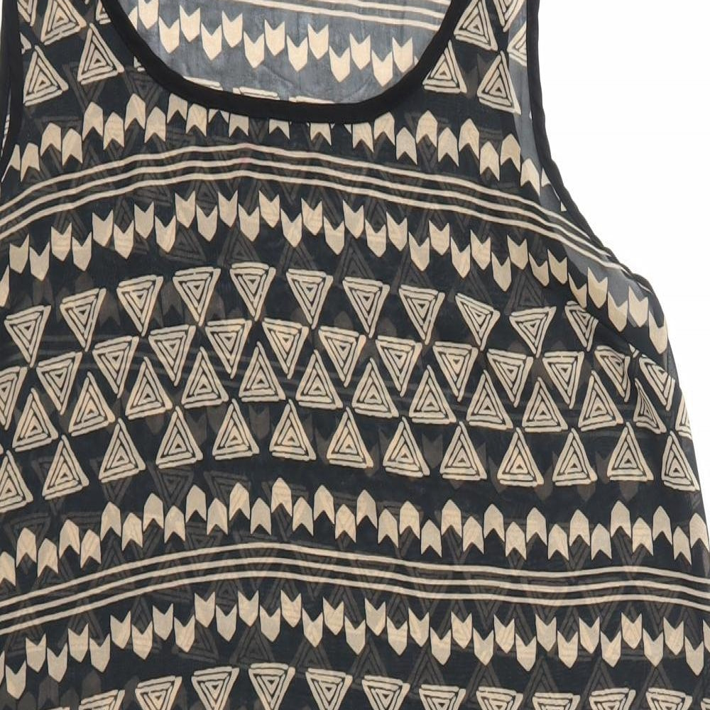 FOREVER 21 Womens Black Geometric Polyester Basic Tank Size S Round Neck