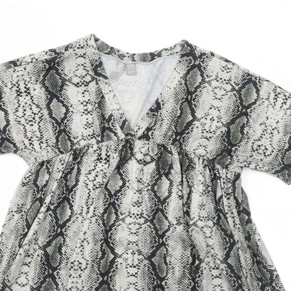 ASOS Womens Multicoloured Animal Print Polyester Skater Dress Size 10 V-Neck Pullover - Snakeskin Pattern