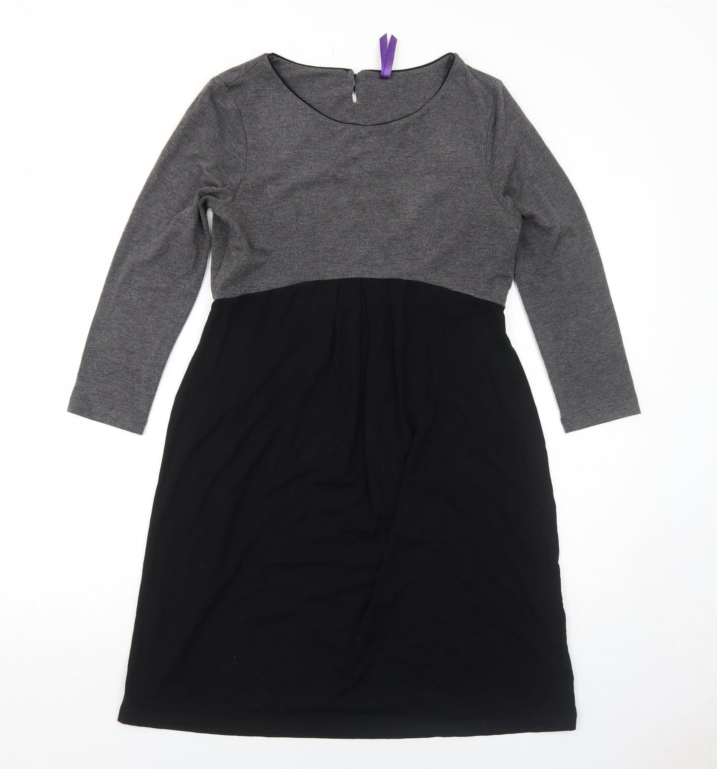 Simply Be Womens Black Colourblock Viscose A-Line Size 10 Round Neck Pullover