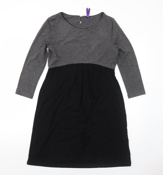Simply Be Womens Black Colourblock Viscose A-Line Size 10 Round Neck Pullover
