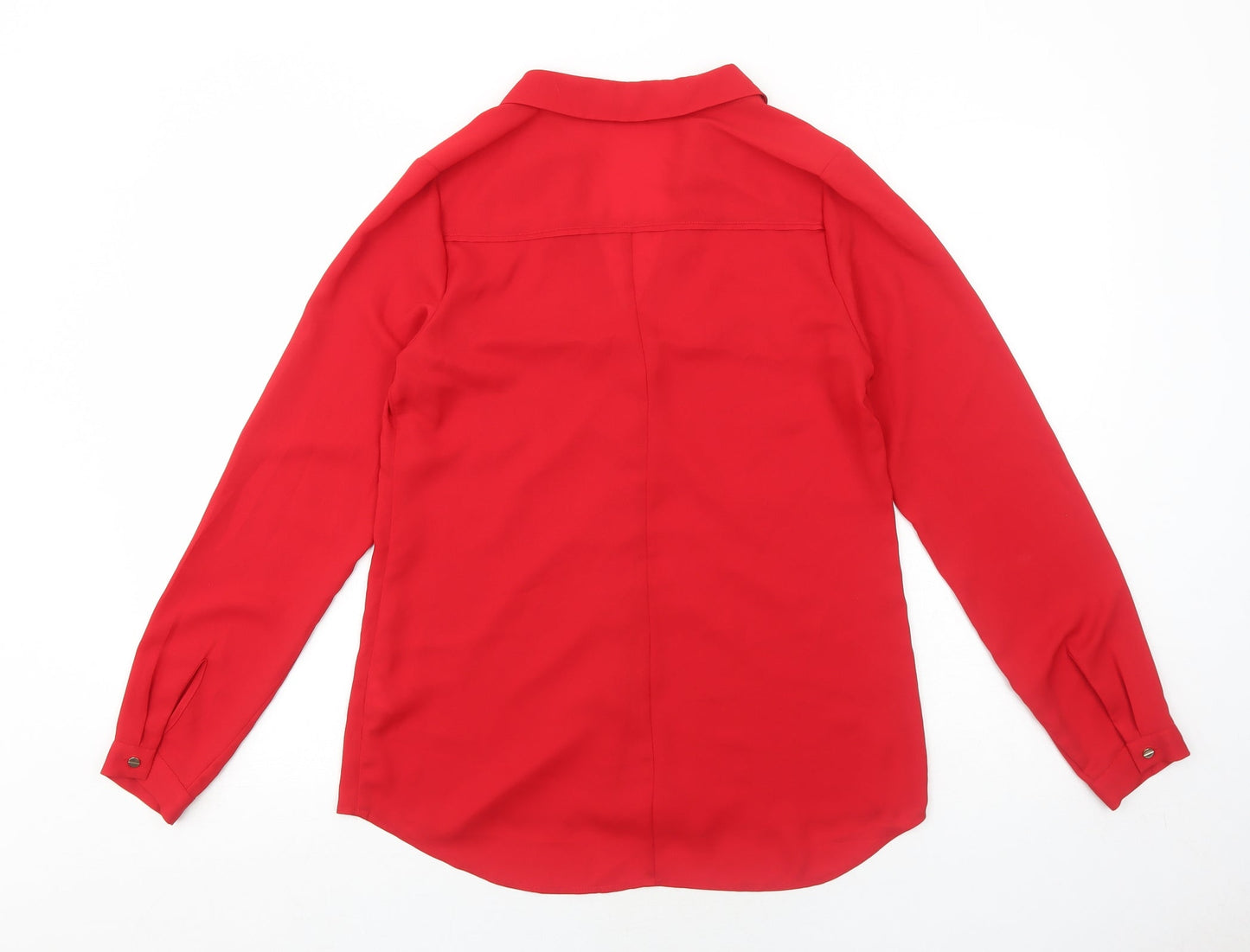 Oasis Womens Red Polyester Basic Button-Up Size 10 Collared