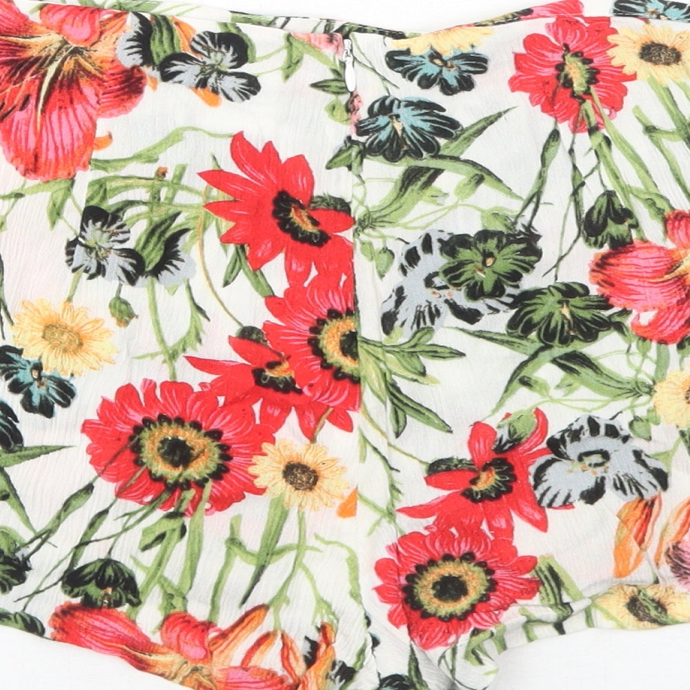 Somedays Lovin Womens Multicoloured Floral Viscose Hot Pants Shorts Size XS Regular Zip