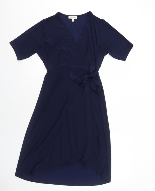 Monteau Womens Blue Polyester Trapeze & Swing Size M V-Neck Pullover