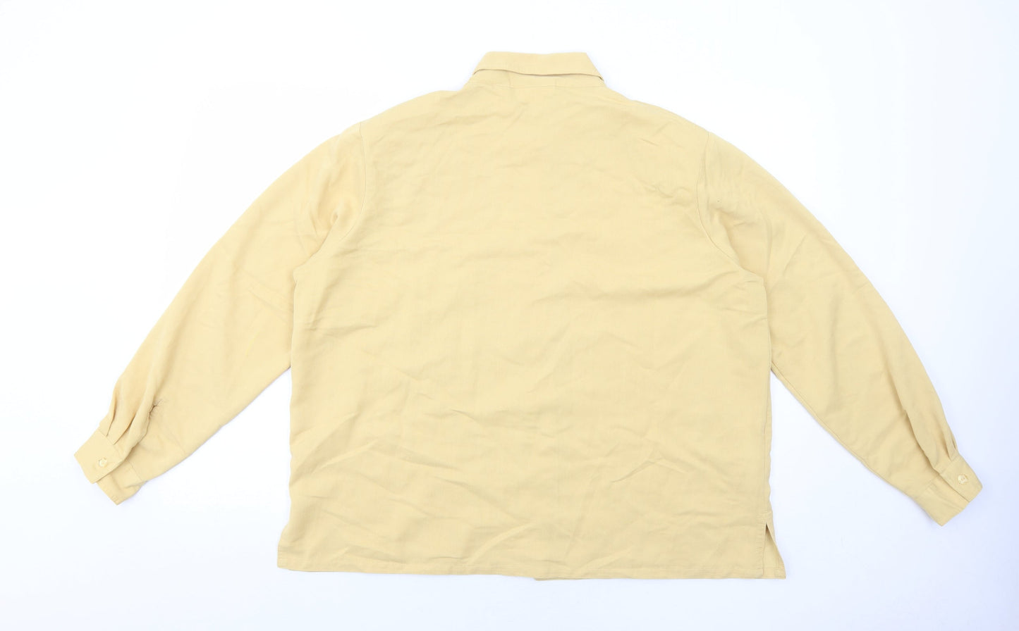 Compliments Womens Yellow Polyester Basic Button-Up Size 20 Collared