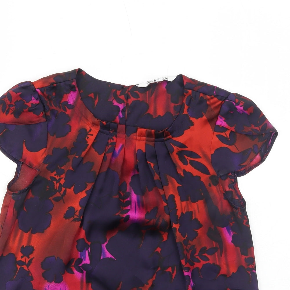 Debenhams Womens Multicoloured Floral Polyester Basic Blouse Size 6 Round Neck