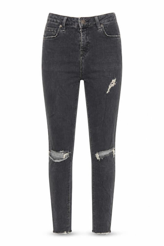 Topshop Womens Black Cotton Skinny Jeans Size 26 in L30 in Regular Zip