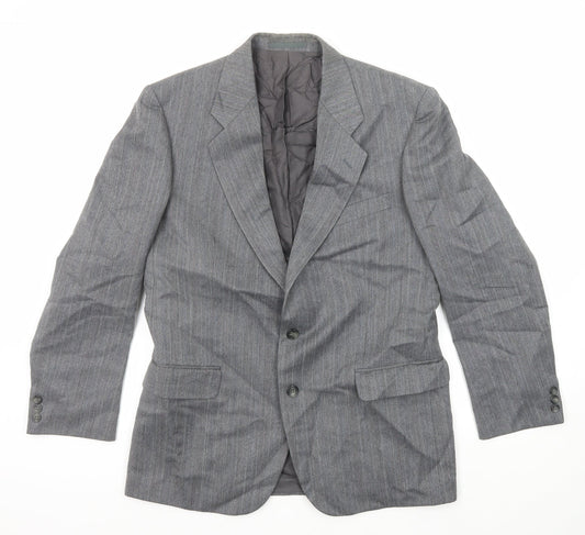 St Michael Mens Grey Striped Polyester Jacket Suit Jacket Size 40 Regular