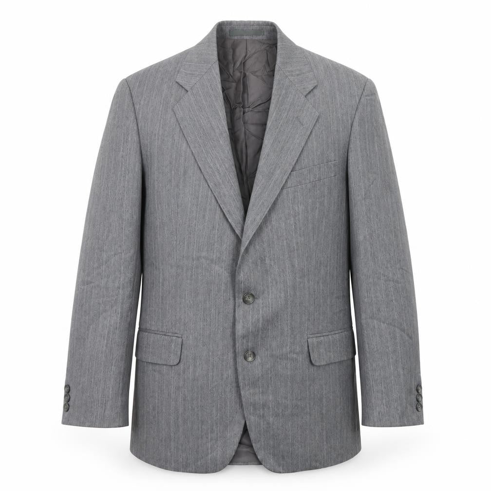 St Michael Mens Grey Striped Polyester Jacket Suit Jacket Size 40 Regular