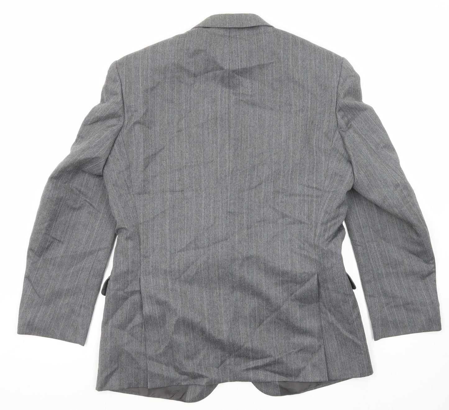 St Michael Mens Grey Striped Polyester Jacket Suit Jacket Size 40 Regular