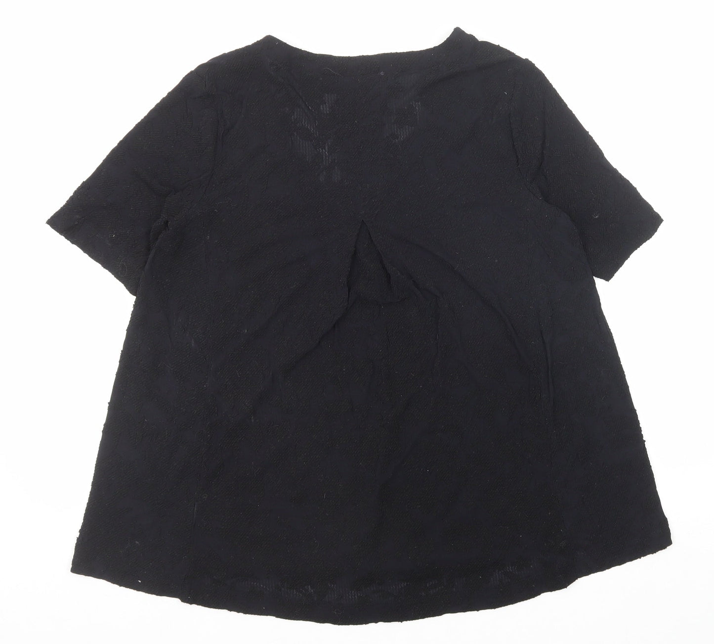 Marks and Spencer Womens Black Polyamide Basic Blouse Size 12 V-Neck