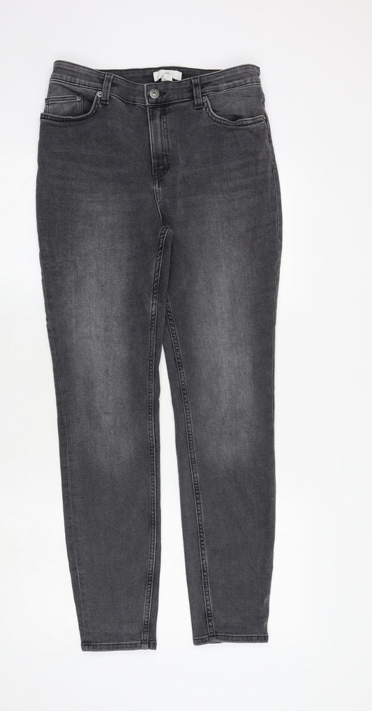 H&M Womens Grey Cotton Skinny Jeans Size 10 Regular Zip