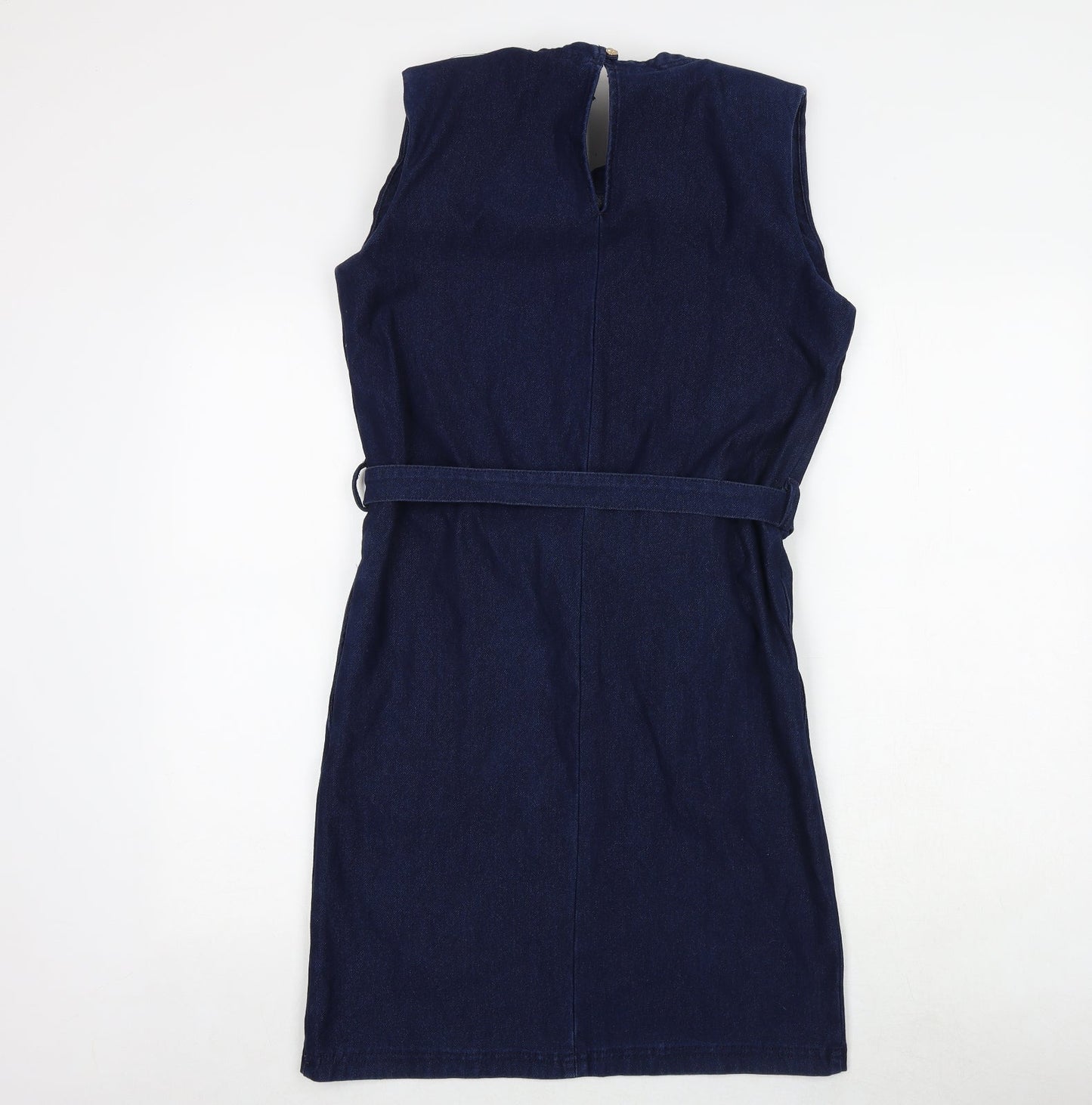 NEXT Womens Blue Cotton A-Line Size 8 Round Neck Tie