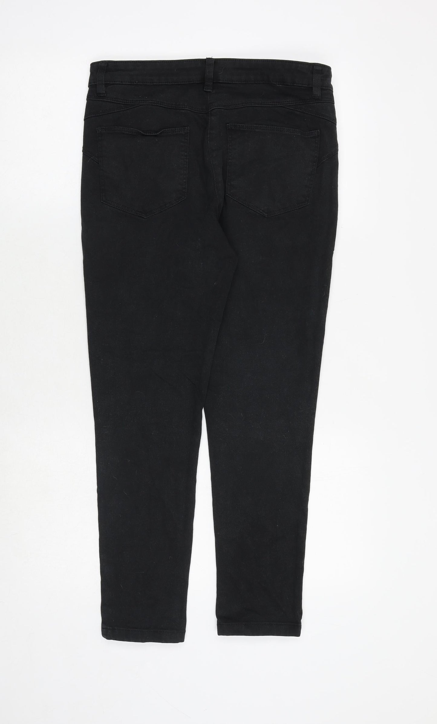 Marks and Spencer Womens Black Cotton Skinny Jeans Size 12 Regular Zip