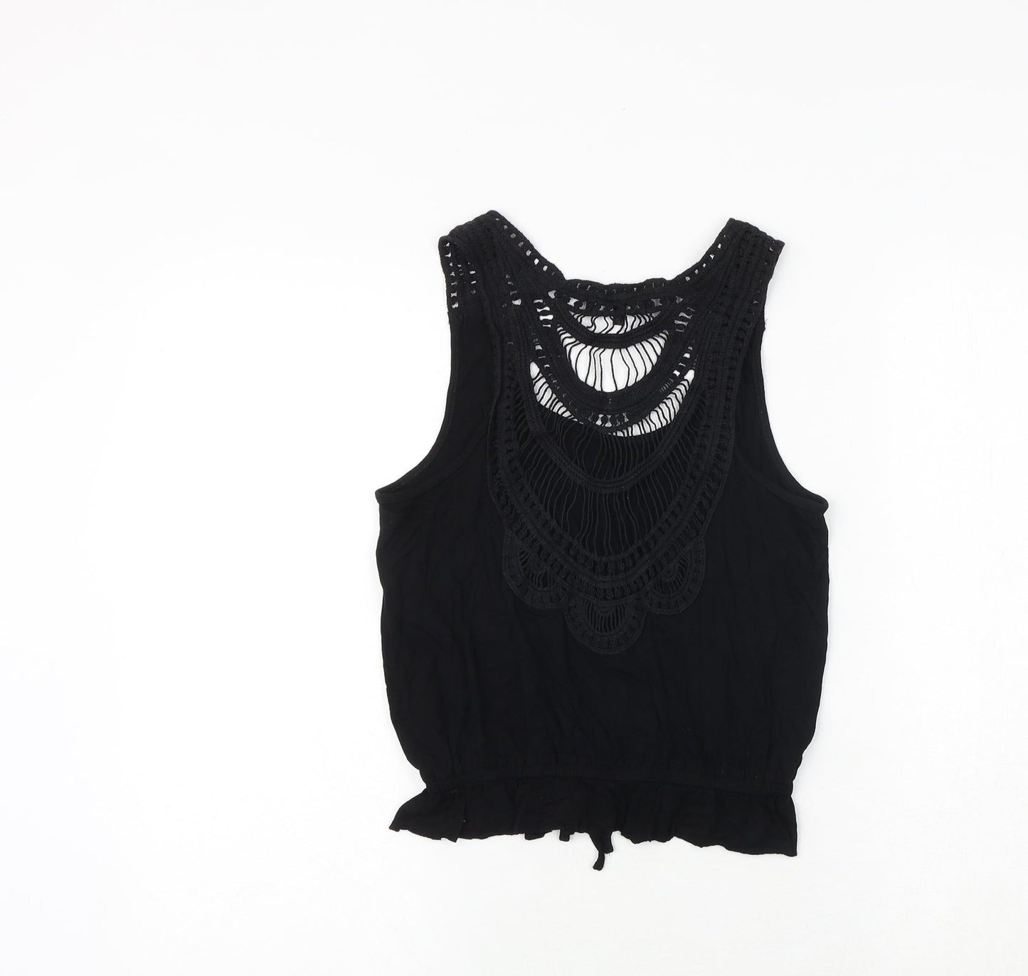 New Look Womens Black Polyester Basic Tank Size S Round Neck