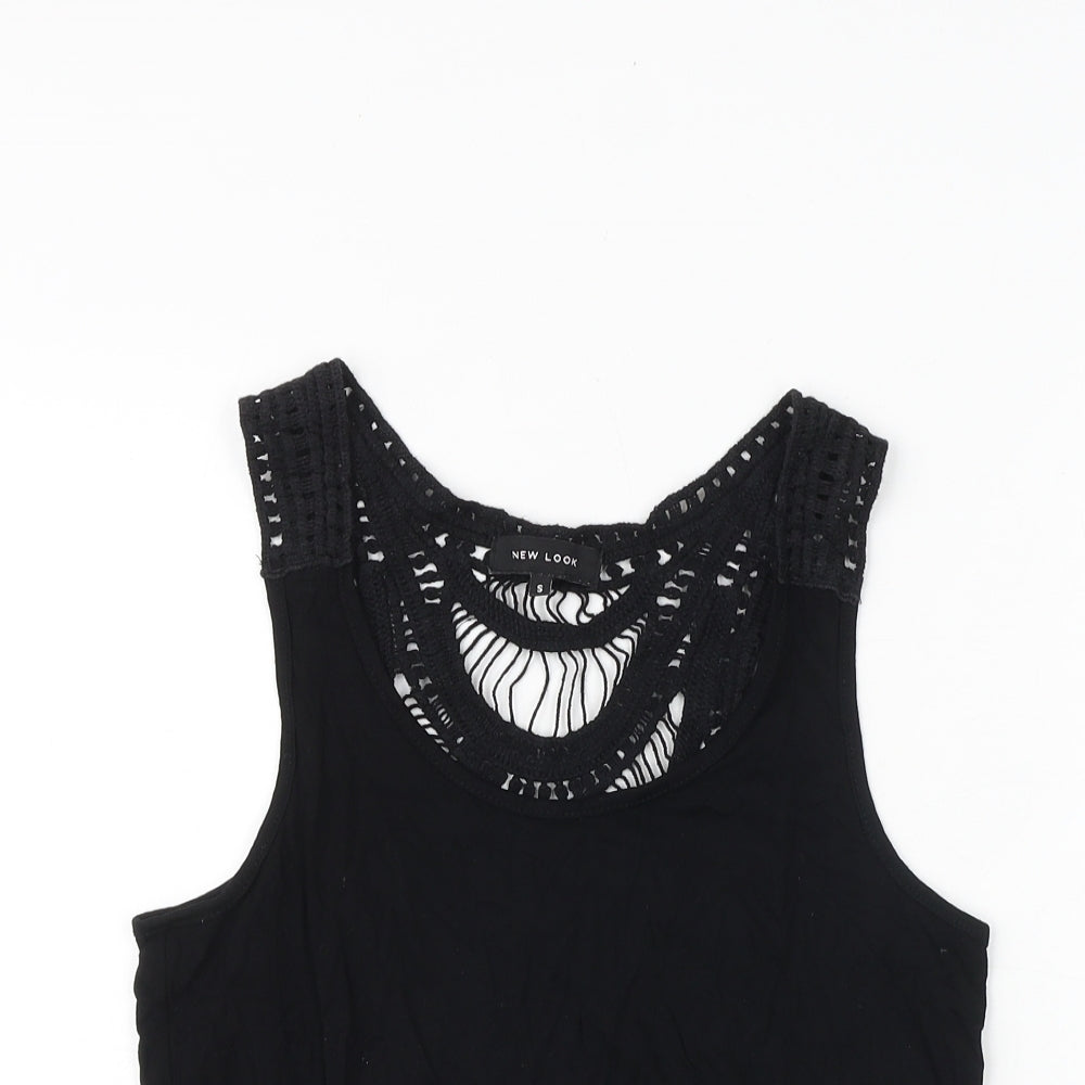 New Look Womens Black Polyester Basic Tank Size S Round Neck