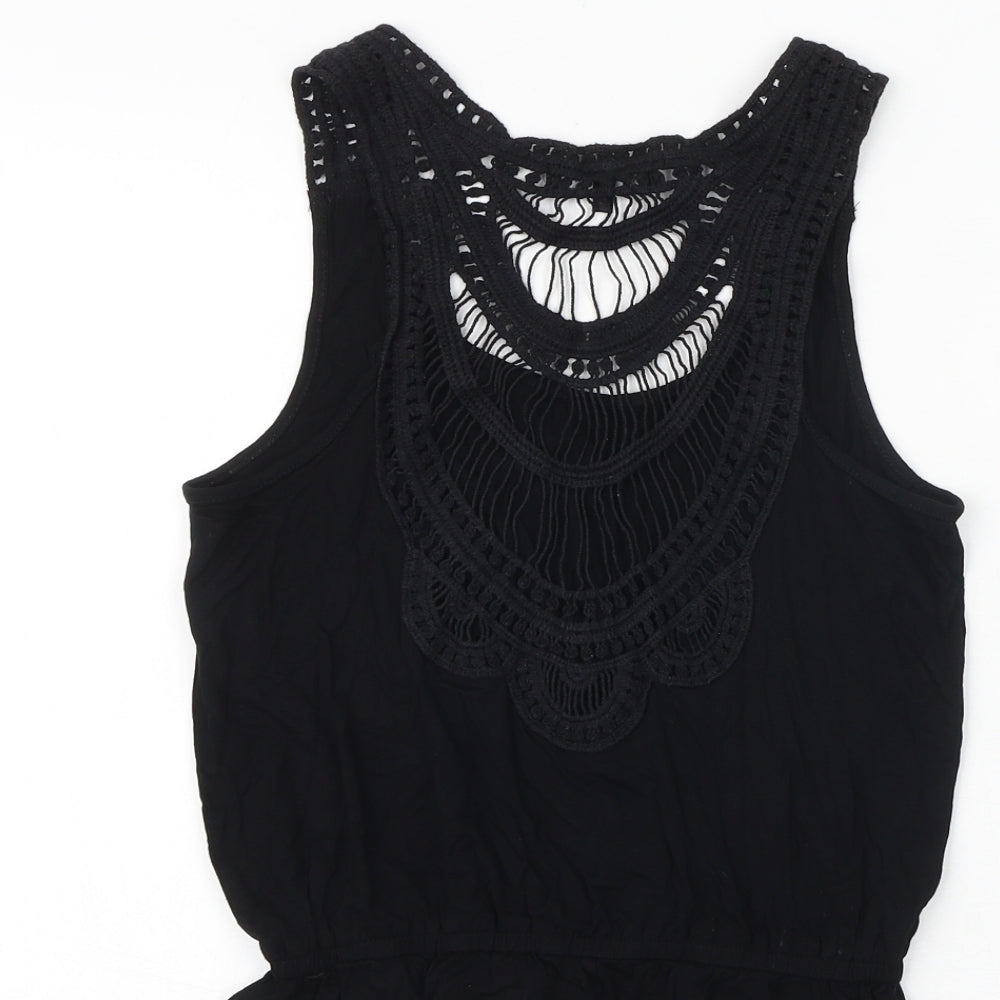 New Look Womens Black Polyester Basic Tank Size S Round Neck