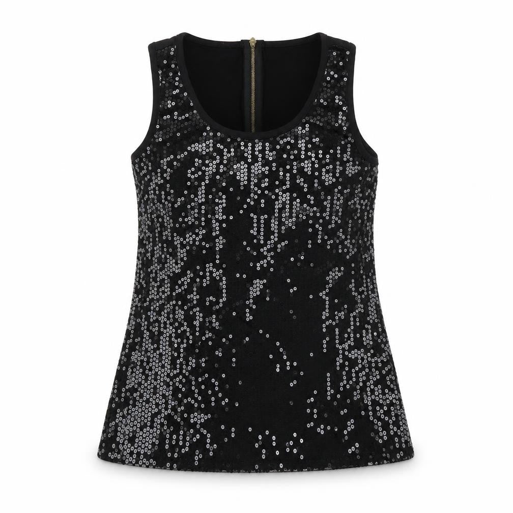 Vegas Womens Black Polyester Basic Tank Size S Scoop Neck - Size S/M