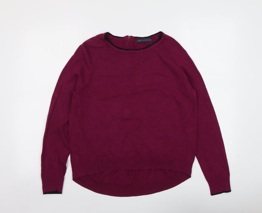 Marks and Spencer Womens Purple Round Neck Viscose Pullover Jumper Size 14