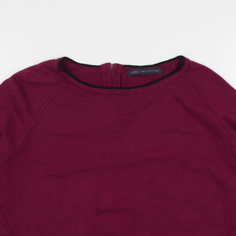 Marks and Spencer Womens Purple Round Neck Viscose Pullover Jumper Size 14