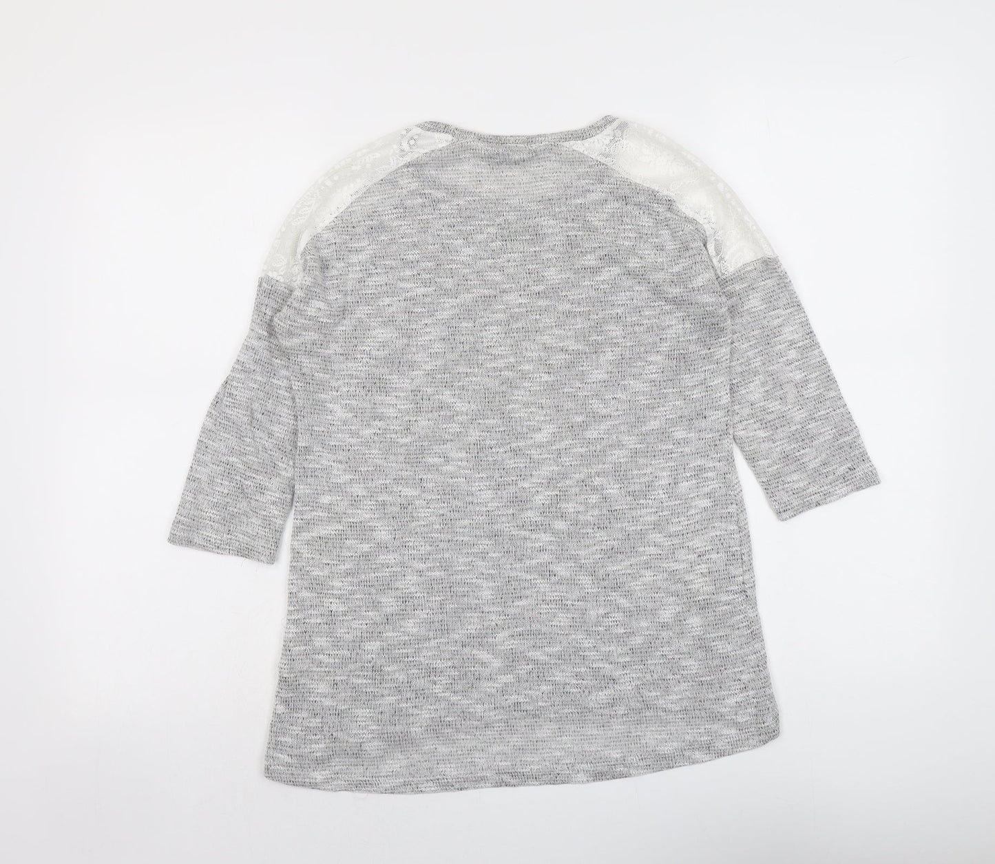 Dorothy Perkins Womens Grey Round Neck Polyester Pullover Jumper Size M