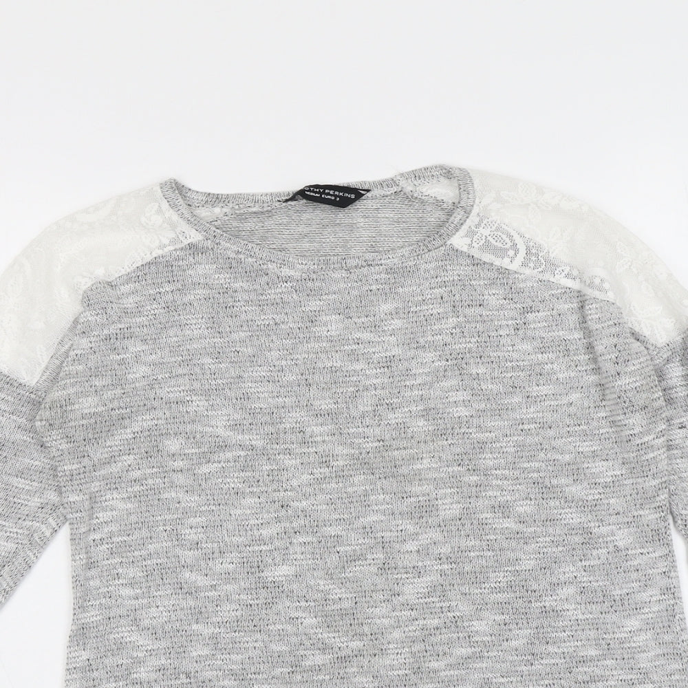 Dorothy Perkins Womens Grey Round Neck Polyester Pullover Jumper Size M