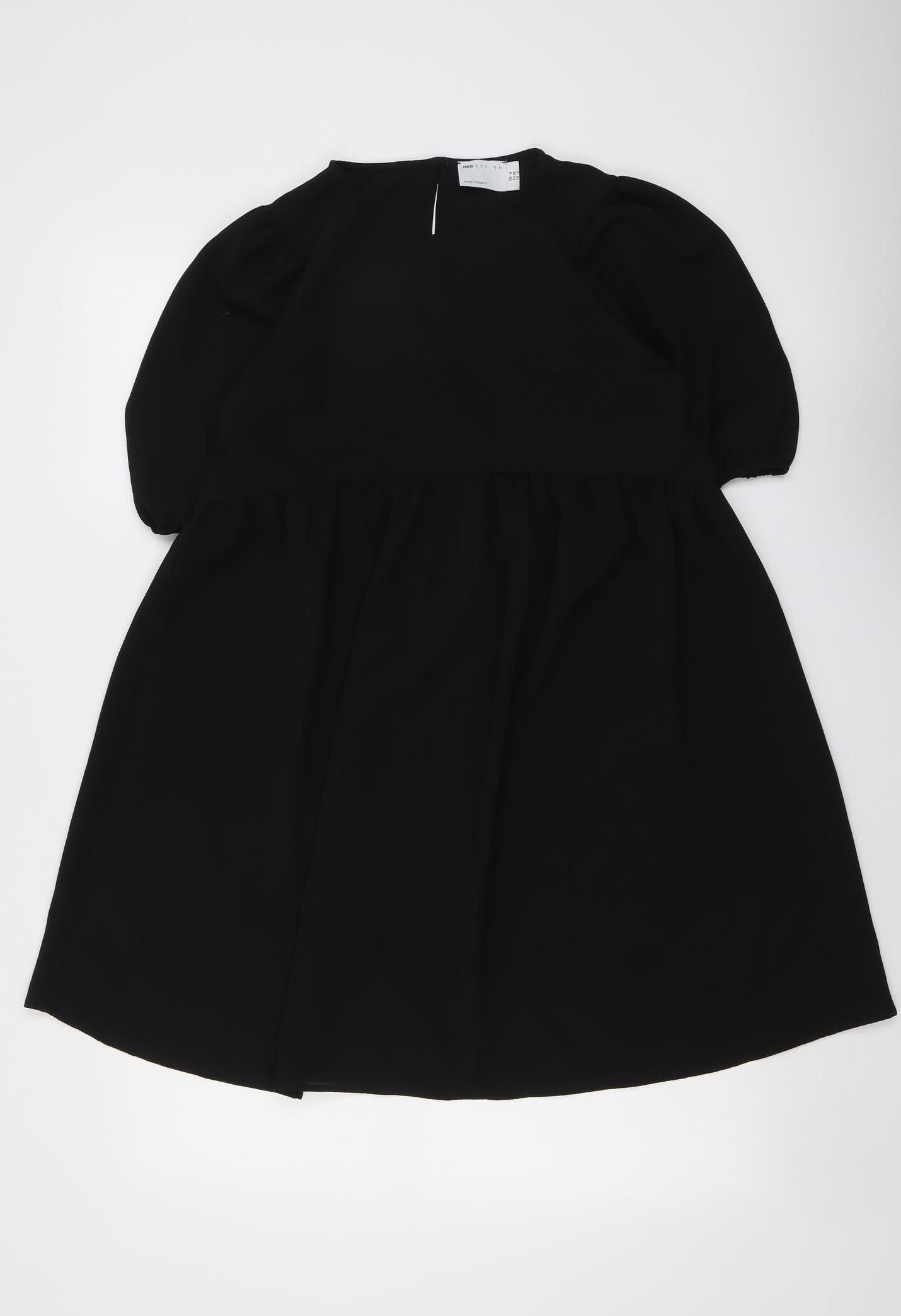 ASOS Womens Black Polyester Trapeze & Swing Size 8 Round Neck Button