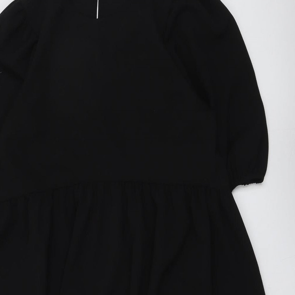 ASOS Womens Black Polyester Trapeze & Swing Size 8 Round Neck Button
