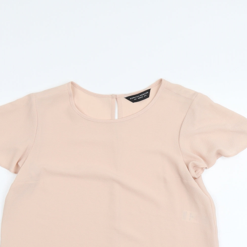 Dorothy Perkins Womens Pink Polyester Basic T-Shirt Size 8 Round Neck
