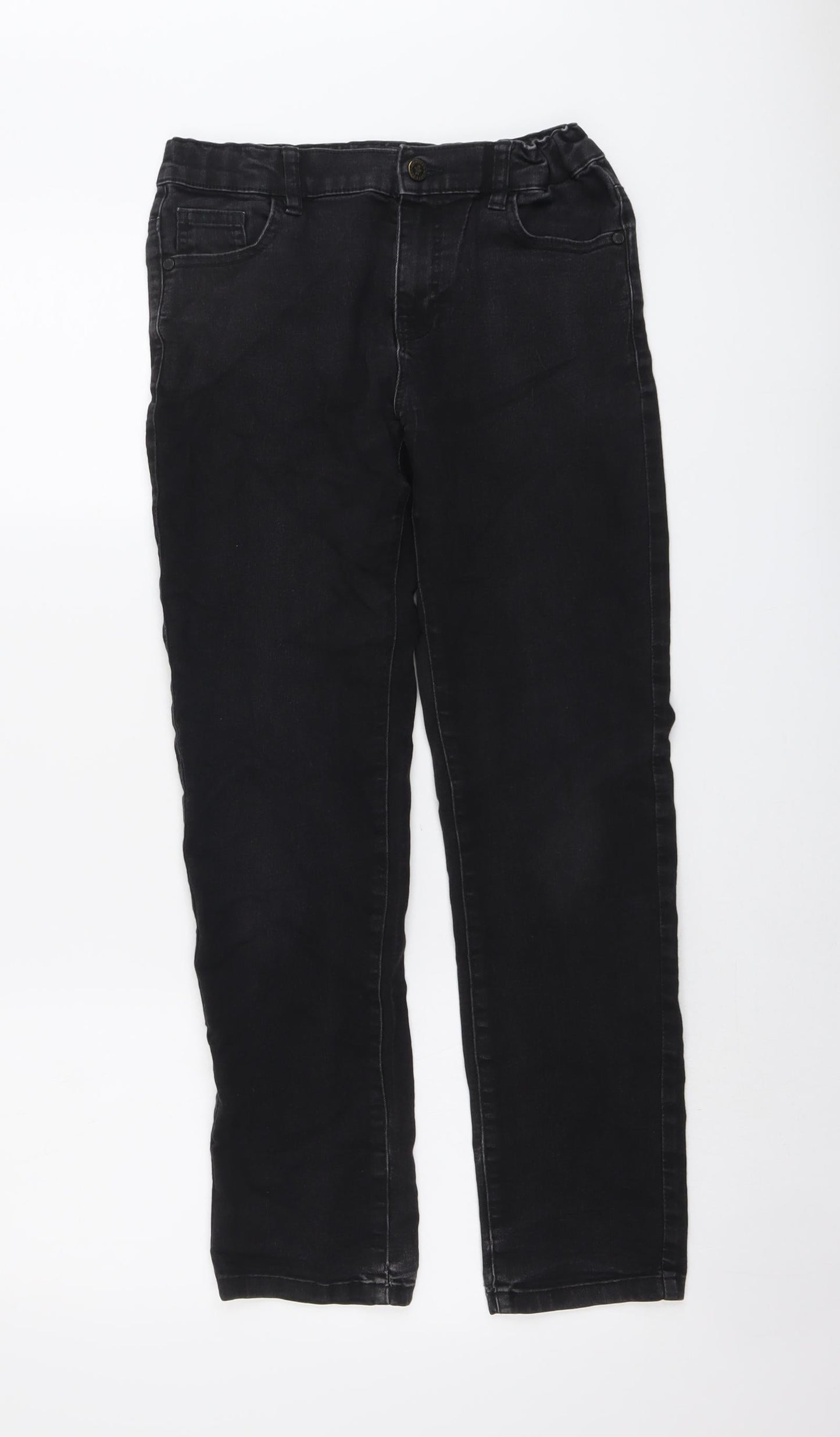 Marks and Spencer Boys Grey Cotton Straight Jeans Size 11-12 Years Regular Button