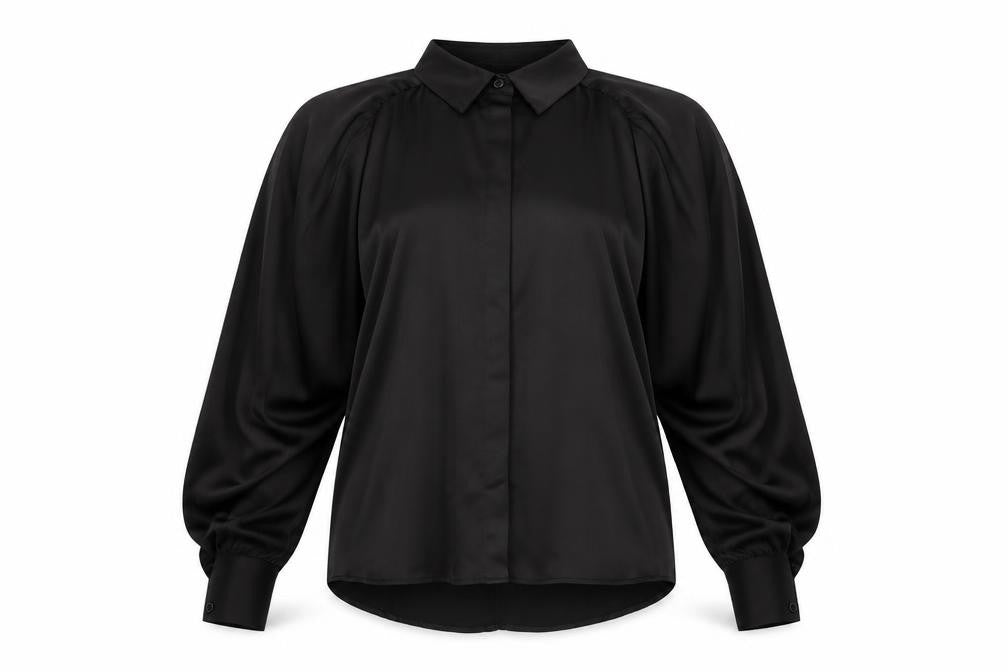 Boohoo Womens Black Polyester Basic Button-Up Size 10 Collared