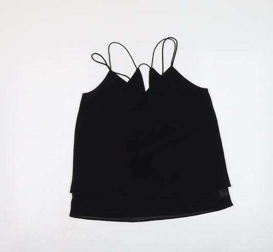 New Look Womens Black Polyester Basic Tank Size 10 V-Neck